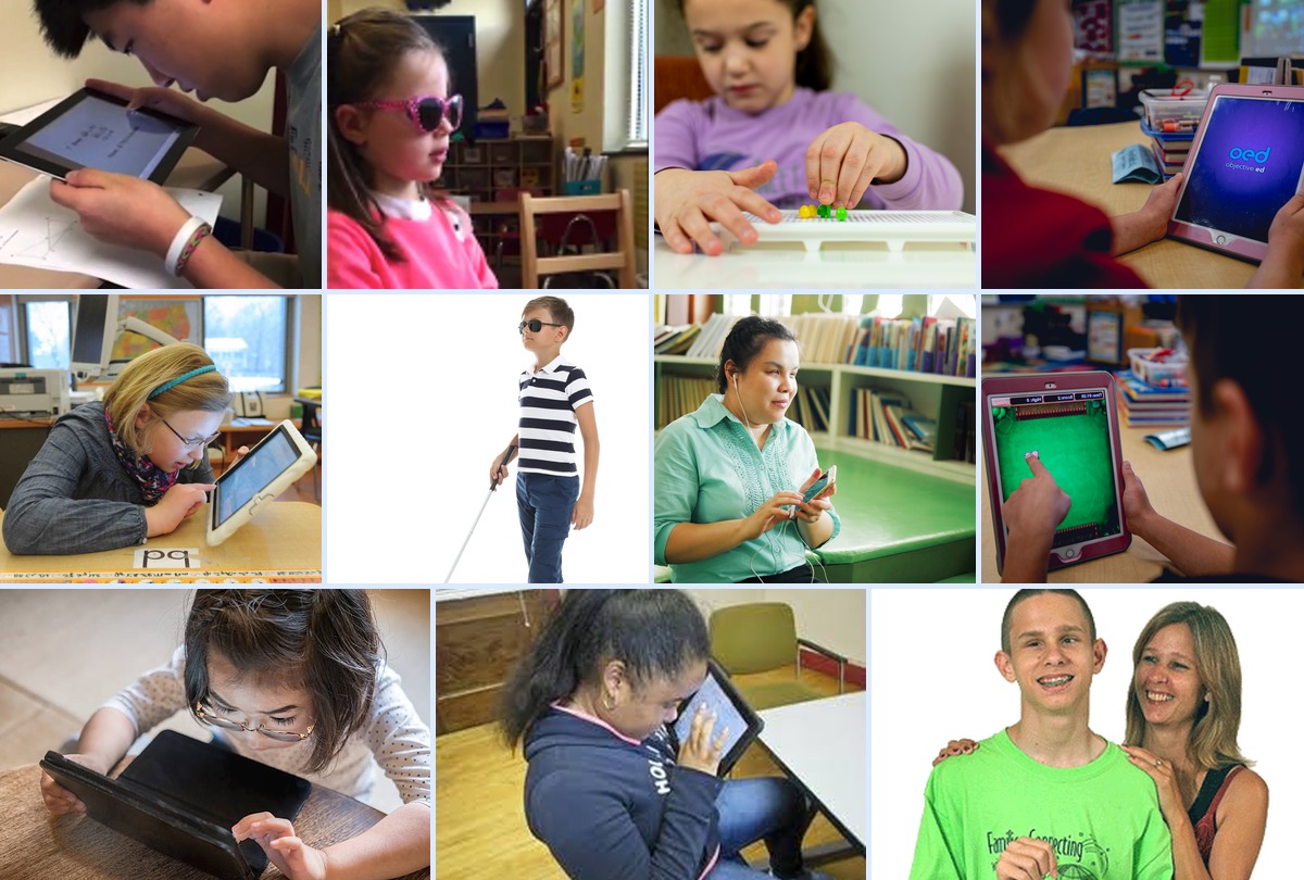 Students using BLV Steps apps